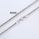 Men Ropes Long Necklace Stainless Steel Minimalist Twist Rope Chain Necklace Available in Gold Color Silver Color 2 TO 5mm