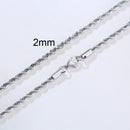 Men Ropes Long Necklace Stainless Steel Minimalist Twist Rope Chain Necklace Available in Gold Color Silver Color 2 TO 5mm