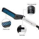 Hair & Beard Straightener Comb – 15s Quick Heating, Anti-Scald, USB Powered, Frizz Control & Volumizing