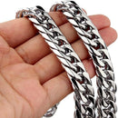 Aço Inoxidável Corrente Colar Pulseira Para Homens Pescoço Cor Prata 8MM-14MM Grosso Correntes Masculino
