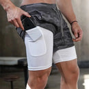2023 Men Running Shorts 2 In 1 Double Deck Quick Dry Gym Sportswear Fitness Workout Hot Pants Male Training Shorts - Maschille