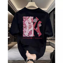 moda masculina Camiseta masculina estampada de meia manga verão Street Wear