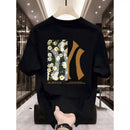 moda masculina Camiseta masculina estampada de meia manga verão Street Wear