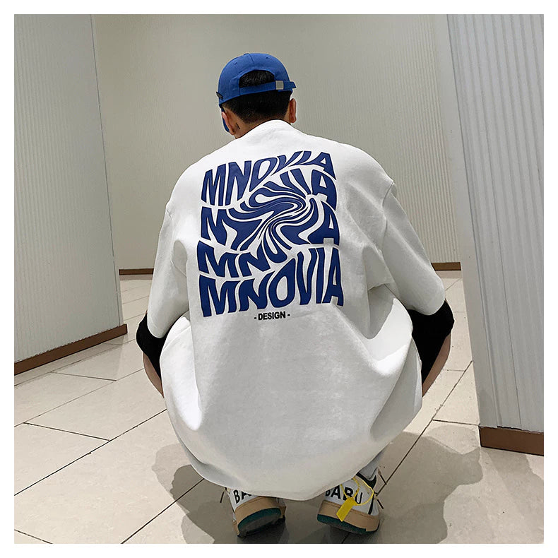 moda masculina Camiseta Americana Oversized Gringa Verão Solto Larga Estilo Versátil Moda