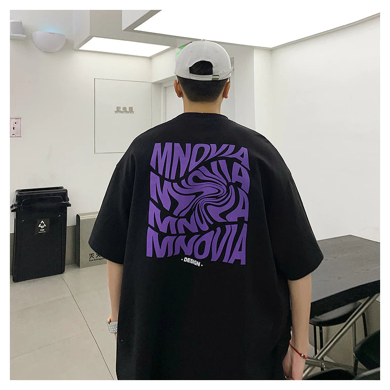 moda masculina Camiseta Americana Oversized Gringa Verão Solto Larga Estilo Versátil Moda