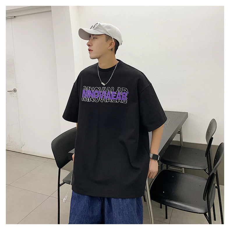 moda masculina Camiseta Americana Oversized Gringa Verão Solto Larga Estilo Versátil Moda